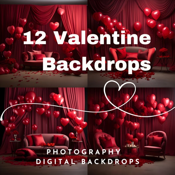 12 Valentine's Day Backdrop 800 DPI - High Resoltion Romantic themed Background Photos Valentine Overlay Heart Backdrop Instant Download