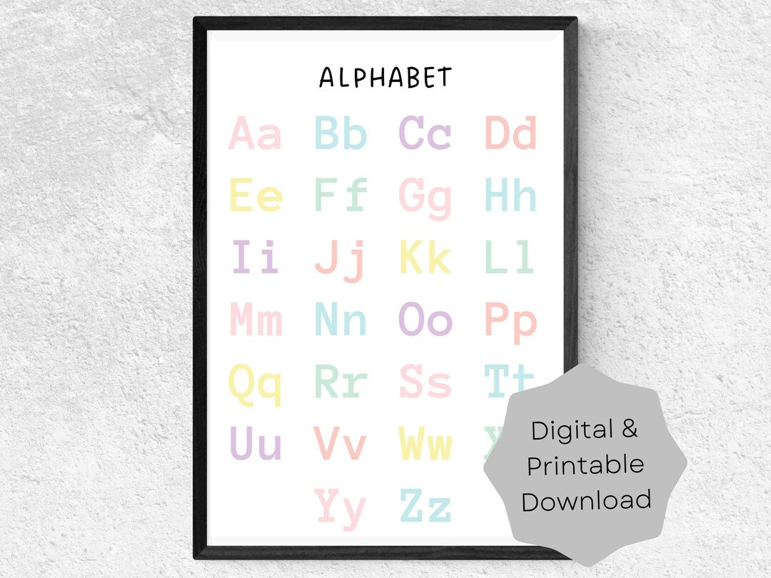 Printable Alphabet Poster pastel Educational Classroom - Etsy