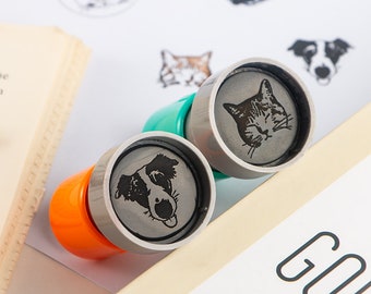 Aangepaste huisdier stempel zelfinktende-gepersonaliseerde hond kat huisdier stempel-aangepaste huisdier kat hond portret stempel-cadeaus voor dierenliefhebber, schattige aangepaste huisdier stempel