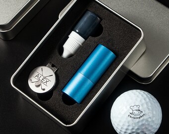 Personnalisez votre marqueur de balle de golf ! Cadeau d’anniversaire pour mari, marqueur de golf personnalisé, jeu de tampons de golf à l’encre pour lui, cadeau de Noël, cadeau de fête des pères