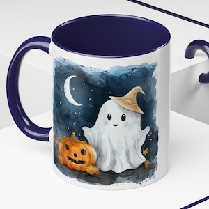 Niedliche Geister 11 Unzen und 15 Unzen Kaffeetasse, festliche Halloween-Keramiktasse, Herbstästhetik, Halloween-Thema, perfektes Geschenk