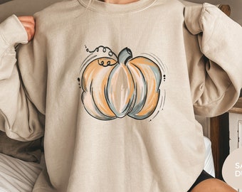Kleurrijke pompoen sweatshirt, aquarel pompoenen, Halloween sweatshirt, herfst sweatshirt, herfst pompoenen sweatshirt, Jack-O-Lantern trui