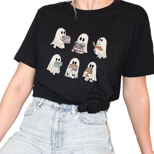 Ghost Reading Books Shirt, Bookish Halloween Shirt, Halloween Teacher Gift, Librarian Halloween Shirt, Ghost Crewneck, Funny Ghost Shirt