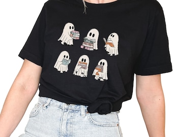 Gespenst lesen Bücher Shirt, Bücherwurm Halloween Shirt, Halloween Lehrer Geschenk, Bibliothekar Halloween Shirt, Gespenst Crewneck, lustiges Gespenst Shirt