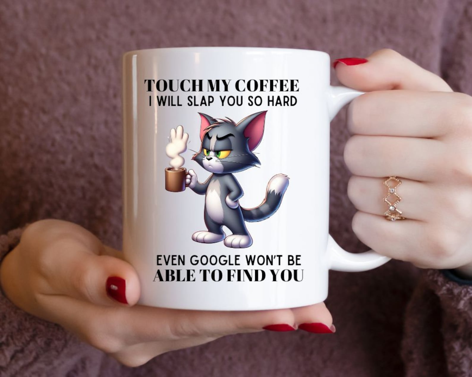 Taza Grumpy Cat Con Texto En Inglés «Touch My Coffee I’ll Slap You So Hard, Divertidas Tazas Taza De Cafe De Ceramica Sarcasmo Divertido Regalo