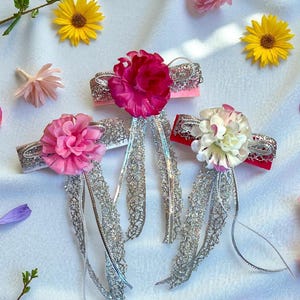 Trio mini moms gift barrettes flower girls pink
