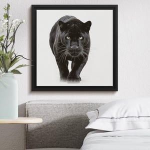 Black Panther Digital Art Print, Panther Wall Decor, Big Cat Wildlife Art, Panther Illustration, Digital Download, Modern Animal Art