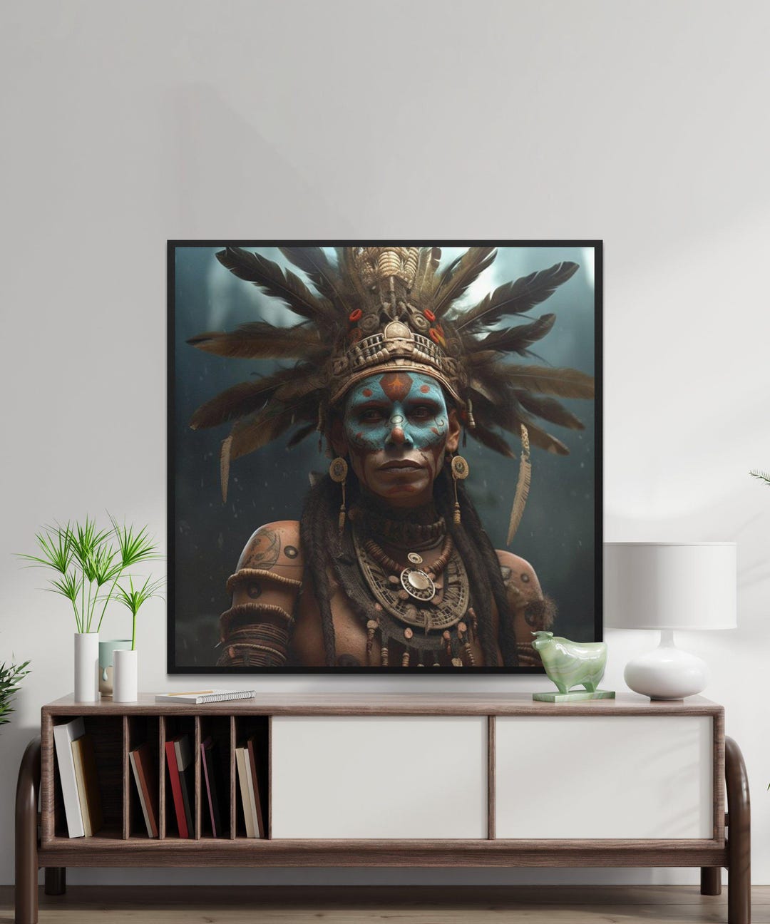 Aztec Warrior Art Print, Digital Wall Decor, Ancient Tribal Artwork ...