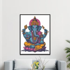 Lord Ganesha Digitaldruck Ganpati Wandkunst Hindu Gott Poster Ganesh Illustration druckbare Dekor Home Office, Sublimation, Download