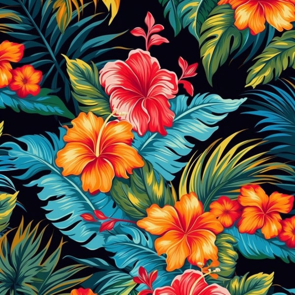Hawaii Tropical Blossom Pattern - Colorful pattern for arts and crafts