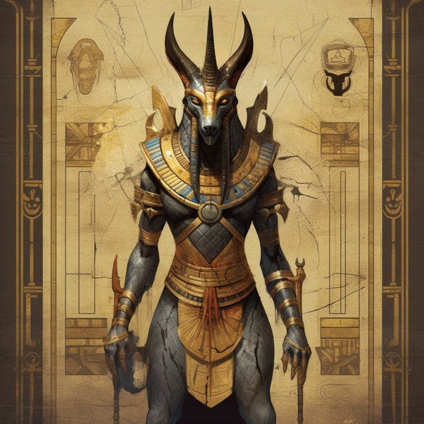 Anubis - Ranking Egyptian God, AI Digital Image, Art Download, Tshirts, Art Prints