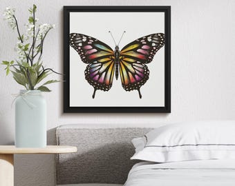 Butterfly Wall Art Print, Digital Download Butterfly Decor, Colorful Butterfly Poster, Butterfly Illustration Printable Art