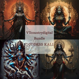 Goddess Kali Bundle - Göttliches Kali Kunstwerk | Göttin Wanddrucke | Hindu Power Bilder | Sacred Kali Dekor | Moderne Tempel Kunst | Göttinnenkunst