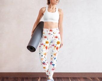 Spring water color flower womans Yoga Leggings