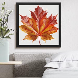 Herbst Ahornblatt Digitaldruck, Herbst Blatt Wandkunst, Saisonale Dekoration, Rote und Gelbe Blätter, Natur Inspirierte Kunstwerk, druckbare Kunst