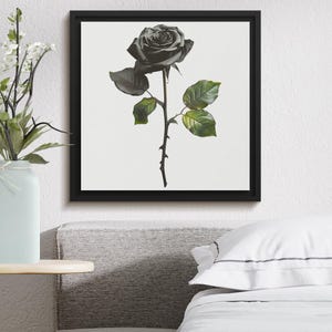 Black Rose Digital Art Print, Wall Decor, Gothic Home Decor, Rose Art Download, Dark Aesthetic, Flower Printable, Instant Download