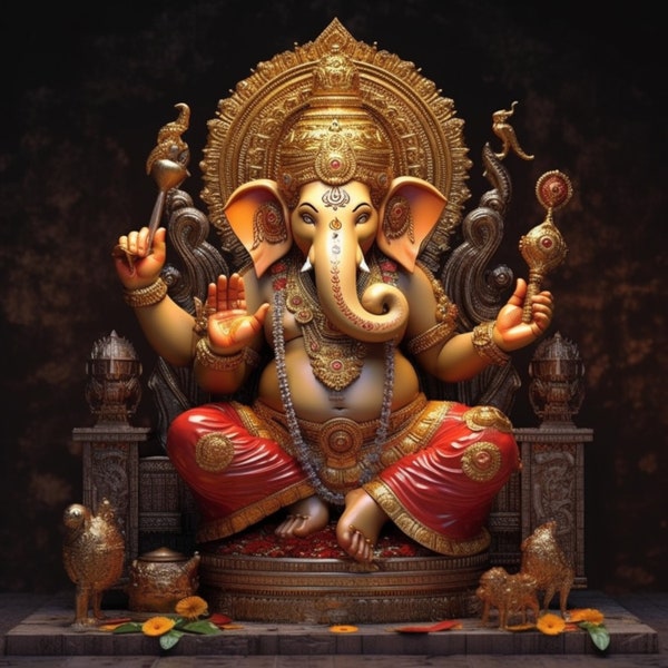 Ganesh - Good as Gold, AI Digital Image, Art Download, Tshirts, Art Prints