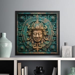 Aztec Inspired Digital Wall Art, Ancient Mayan Calendar Print, Tribal Home Decor, Instant Download Poster, Boho Wall Hanging, Unique Gift