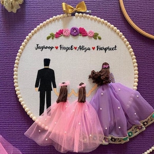 手作りのカスタマイズファミリー刺繍フープギフト吊り下げ、記念日のギフト、壁の装飾ギフト、家族へのギフト