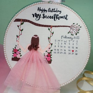 Handmade Customize Embroidery Birthday Hoop for Girl