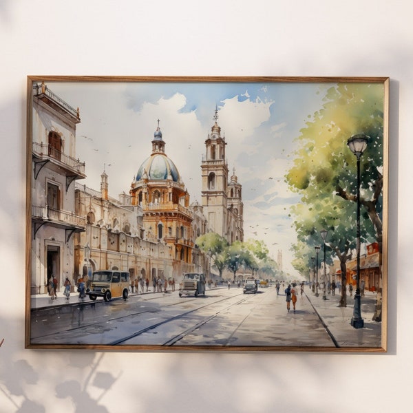 Mérida Painting Print Watercolor Mérida Wall Art Mérida Poster Mérida Photo Digital Print Mérida Mexico City painting Wall Decor