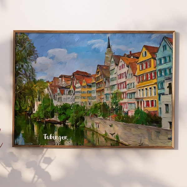 Tubingen Poster Painting Tubingen Poster Travel Tubingen Painting Tubingen Art Lover Gift Deutschland Tubingen Print Download Germany Europe