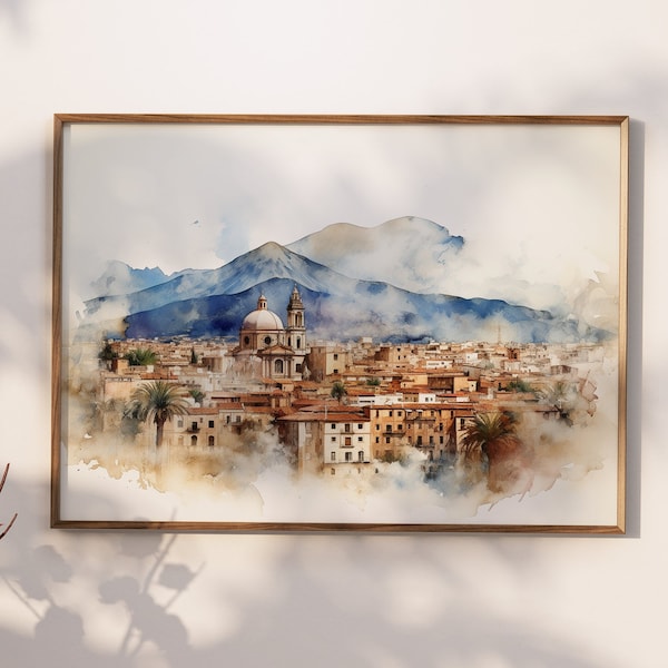 Palermo Painting Palermo Wall Art Palermo Poster Palermo Photo Palermo Poster Palermo  Watercolor Wall Digital Print Decor Italy