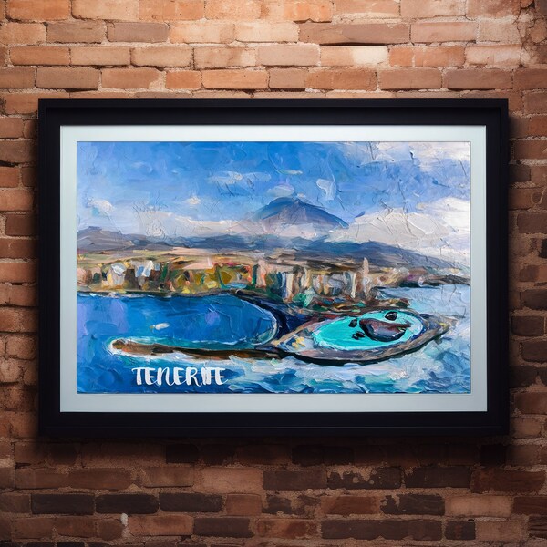 Tenerife Travel Print Poster Painting Tenerife Wall Hanging Digital Tenerife Wall art Art Lover Gift Tenerife Print Canary Islands Art