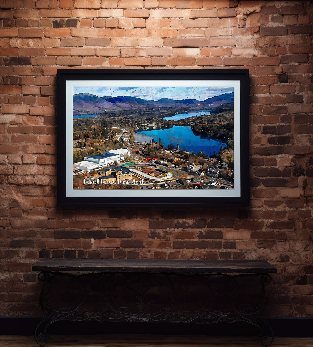 Lake Placid New York Travel Print Poster Painting Lake Placid Wall