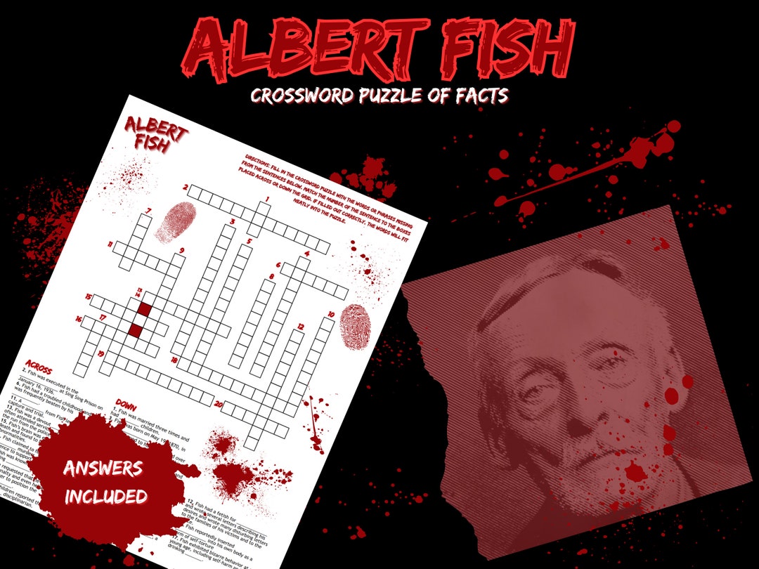 Albert Fish Crossword Puzzle Digital Download True Crime Game True Crime Crossword Puzzle