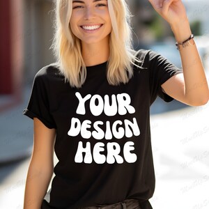 Black Bella Canvas 3001 Mock| Tshirt Mockup| Styled Shirt Mockup| Fall Mockup| Womens Tee Mock| Black T-Shirt Mockup| Black Tshirt mock