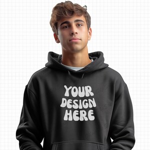 Male Charcoal Hoodie Mockup | Charcoal Gildan 18500 Mockups | G185 Charcoal mock | young male model | clean background mock up
