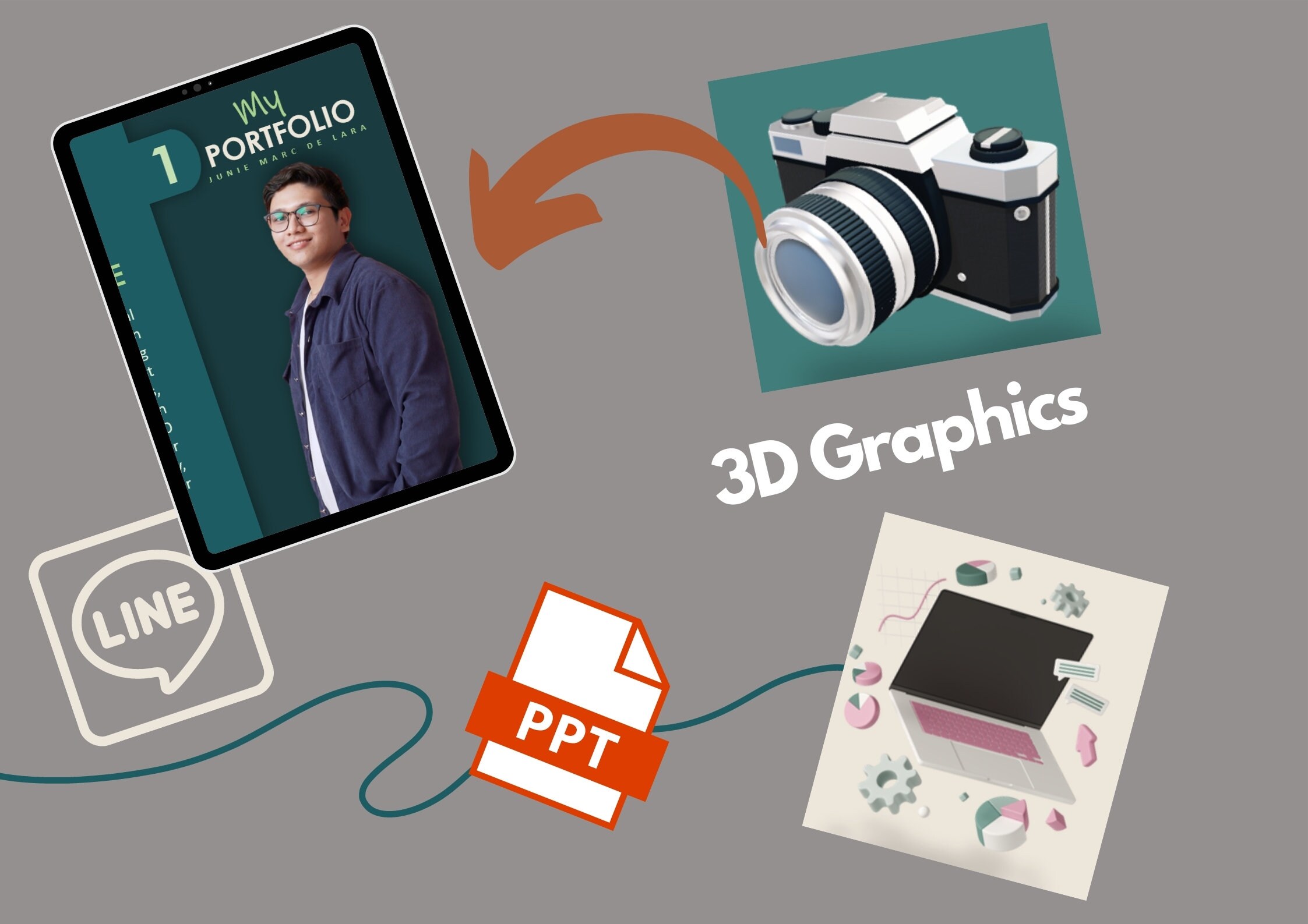 Custom Portfolio Powerpoint Template - Editable Digital Design Template ...