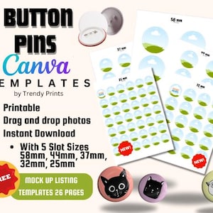 Round Ref Magnet Badge Canva Template | Different Sizes | Printable | Editable | Drag and Drop