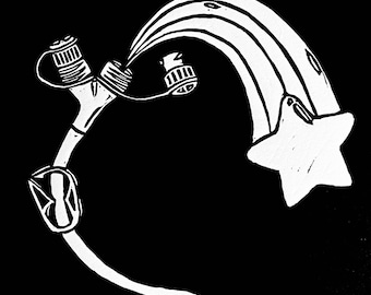 Linocut Print: ‘Thrive (Shooting Star)’ - Feeding Tube Awareness Art