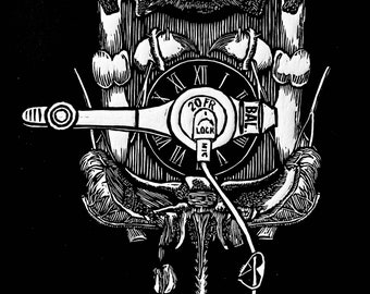 Linocut Print: Rate = Volume ÷ Time - Feeding Tube Awareness