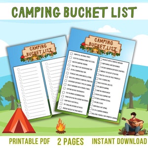 Camping Bucket List | Camping | Verão | O Grande Ar Livre | Ao Ar Livre | Aventura | Download Instantâneo | Imprimíveis