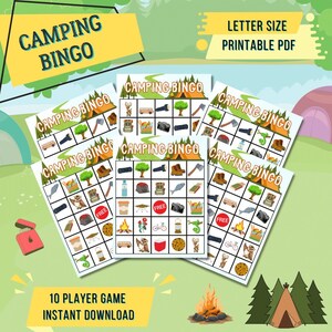 Camping-Bingo | Camping | Heure d'été | Les grands espaces | Plein air | Aventure | Téléchargement instantané | Imprimables