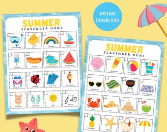 Summer Beach Scavenger Hunt for Kids | Printable Activity (Instant Download)