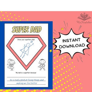 Super Dad | Father&#39;s Day Template | Father&#39;s Day | All About Dad | Superhero Dad | Instant Download | Printables  | Customizable
