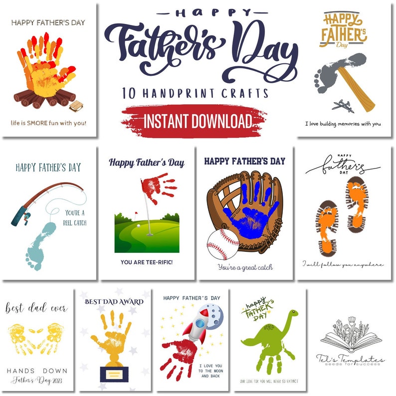 Father's Day Handprint BUNDLE 10 Handprint Crafts Footprint Crafts ...