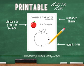 Alphabet Connect the Dots Worksheet | Early Learning (PDF Pattern) - Etsy