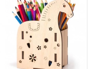 Laser Cut Horse Pen Holder Plywood Template