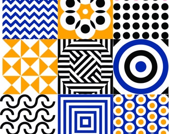 Retro Geometric Pattern: Colorful Triangles, Wallpaper Print (SVG Digital Download)