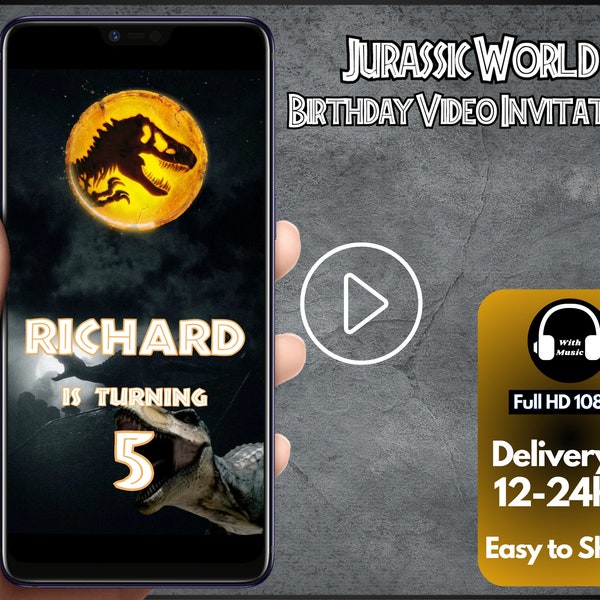 Jurassic world Geburtstags-Einladung Video, Jurassic Park Thema Video-Einladung, Jurassic Kinder-Geburtstags-Einladung Video, Digital evite