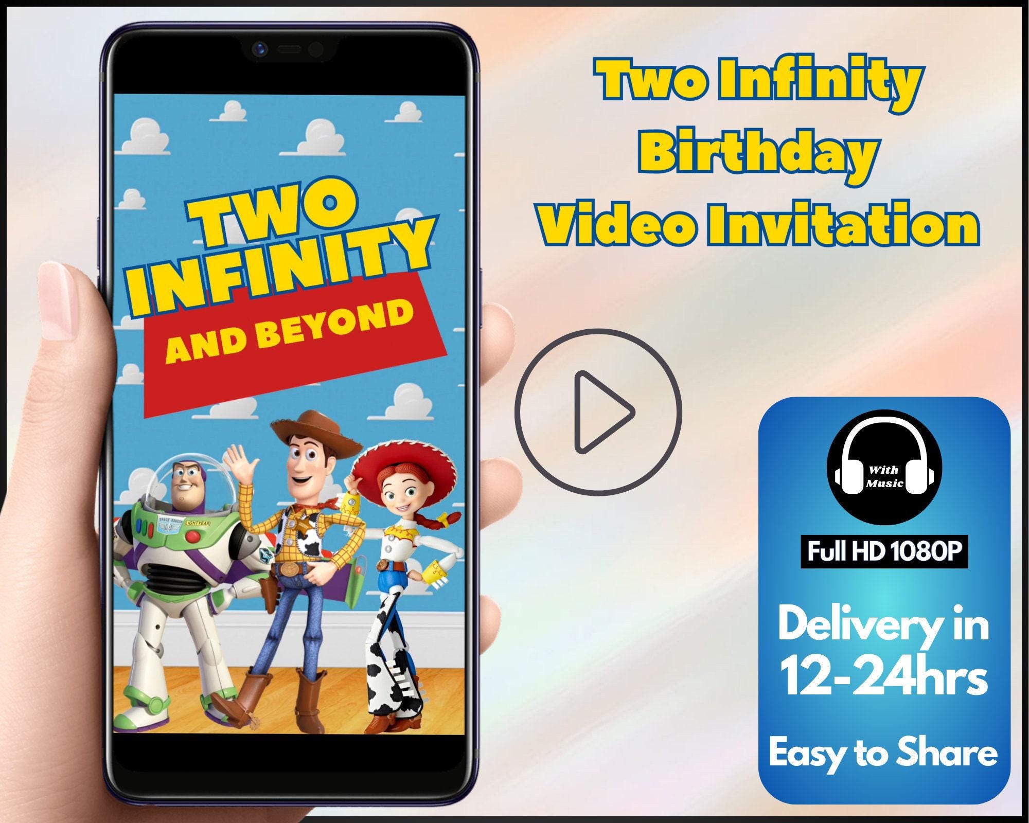 Two Infinity and Beyond Birthday Video Invitation, Toy Story Birthday Video Invitation, Two infinity Video invitation, Toy Story video evite
