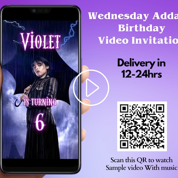 Wednesday Addams Birthday Invitation, Wednesday Addams Video Invitation, Wednesday Video Invitation, Kids Video Invitation, Digital Evite