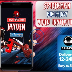 Spiderman Birthday Video Invitation, Amazing Spiderman Video Invitation, Kids Birthday Video Invitation, Digital Invitation, video Evites