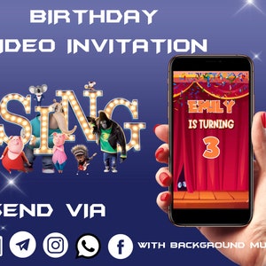 Sing Birthday video invitation, Sing Animated Video for Birthday, Sing Birthday Invitation