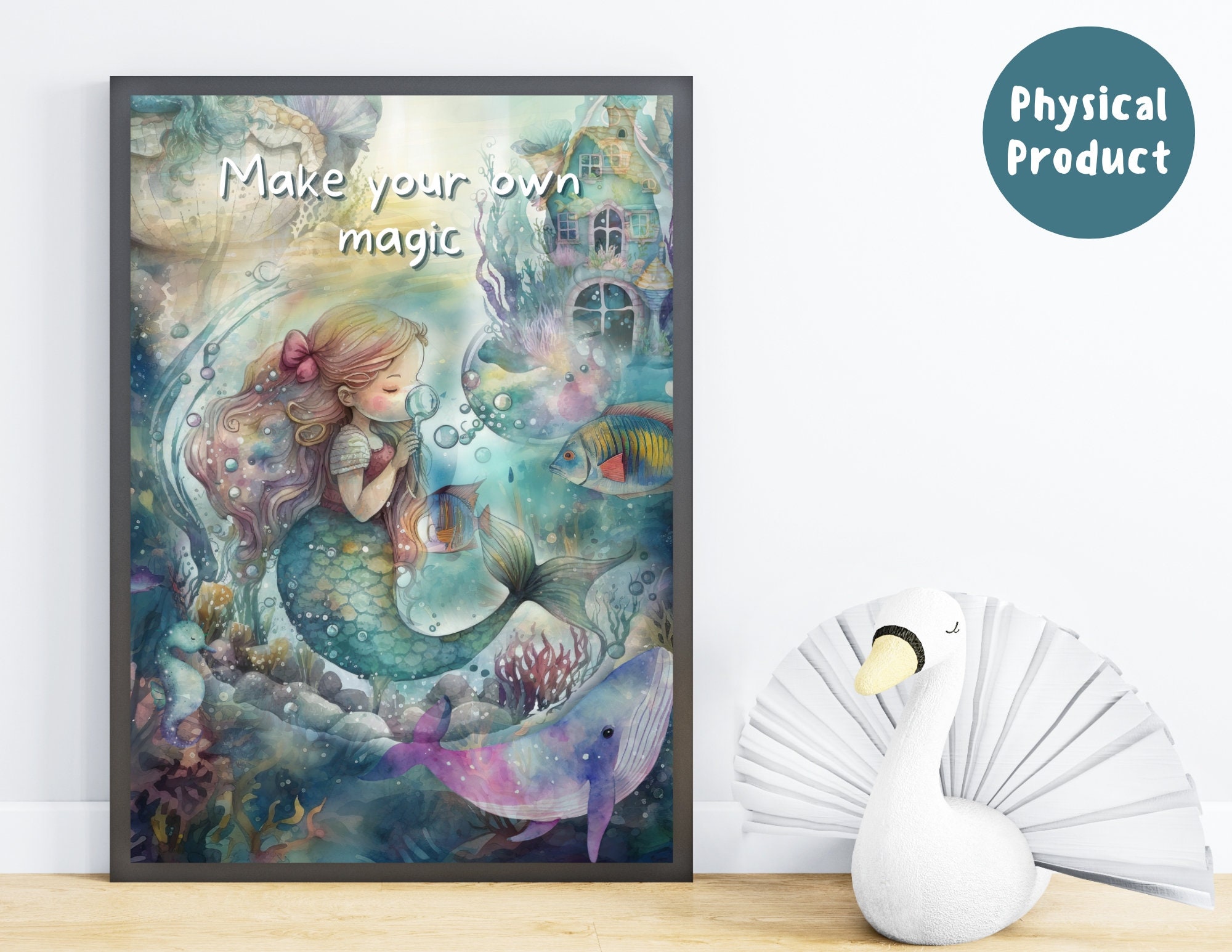 Enchanting Mermaid Wall Decor, 3 Piece Mermaid Set for Girls Nursery